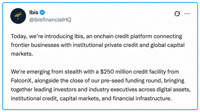 $250M FalconX Facility Powers Ibis Push Into Onchain Credit